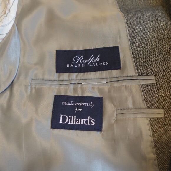 RALPH Ralph Lauren Men 44L Gray Windowpane Blazer Jacket Silk Wool Single Breast - Picture 6 of 11
